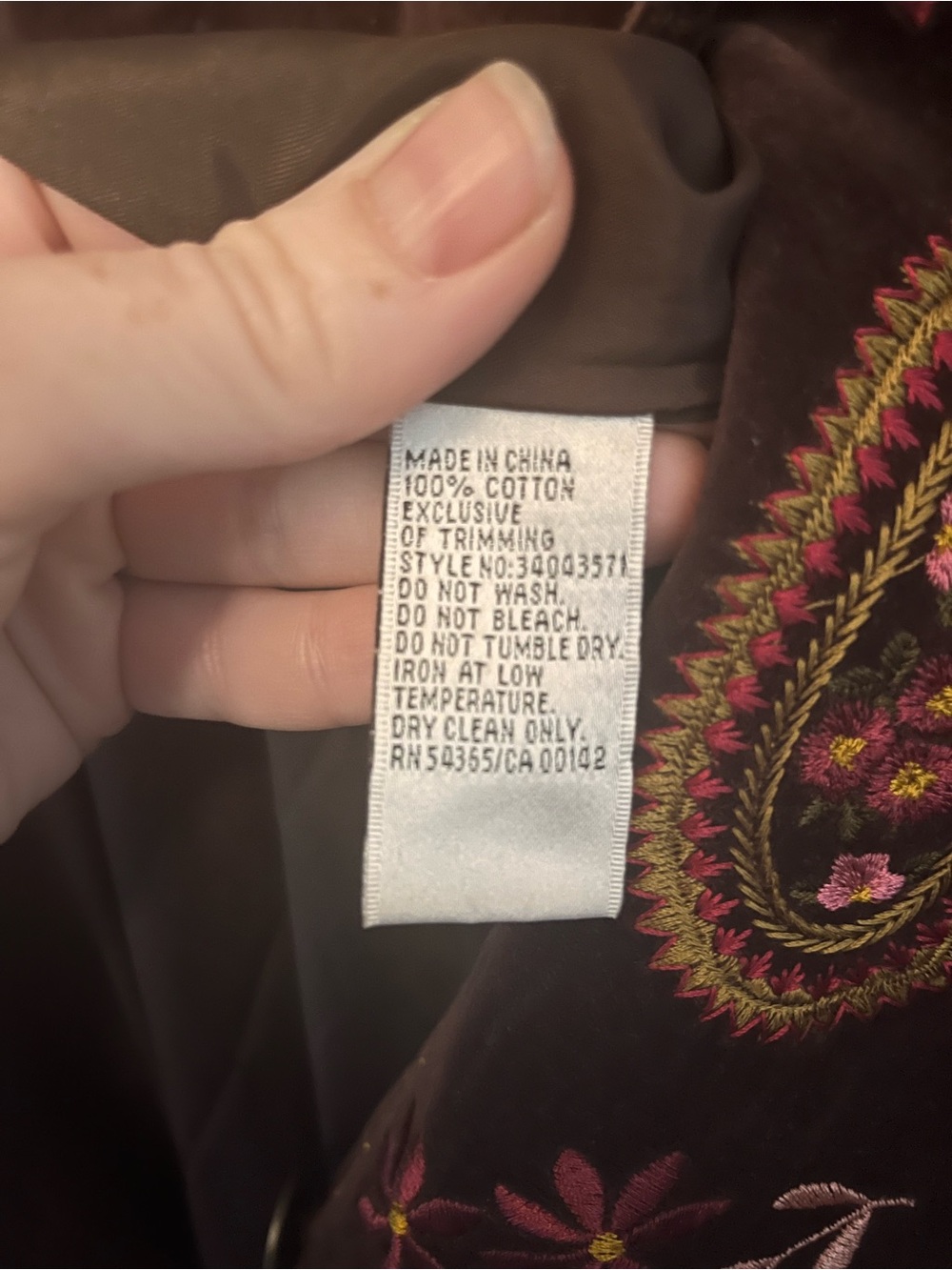 Retro Brown Velvet Coat with Paisley Embroidery - Picture 4 of 5
